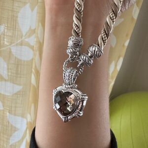 Judith Ripka Sterling Silver Gemstone Heart Rope Necklace